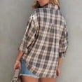 thumbnail image 5 of Hessimy Womens Fashion Casual Plaid Shackets Button Down Long Sleeve Shirts Clothes(Khaki,S), 5 of 9