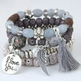 thumbnail image 2 of SUSHANG 4PC Multi-Layer Bracelet 4PC I Love You Natural Stone Crystal Beaded Multilayer Bracelet Ladies Jewelry, 2 of 2