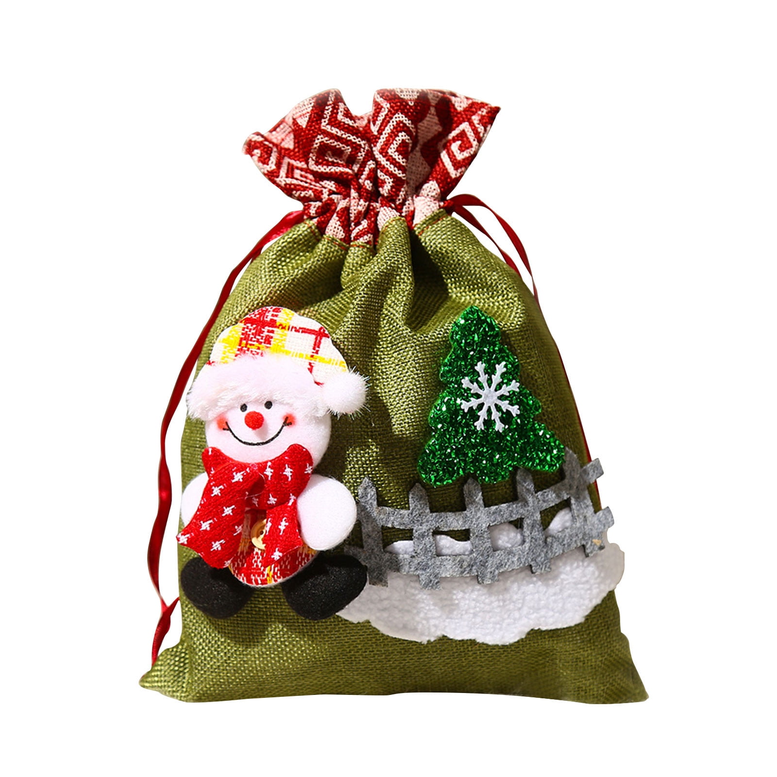 10PC Large Drawstring Christmas Gift Bag Party Candy Bags Cookie Wrapping Pouch 