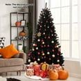 thumbnail image 4 of Patiojoy 7 FT Artificial Halloween Tree Pre-lit Hinged Black Xmas Tree w/ Spooky Sounds LED Lights, 4 of 10