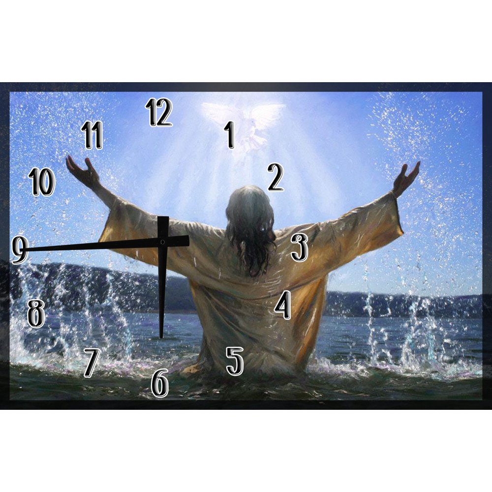 Wood Wall Clock Jesus Calling Angel Ocean Faith Religion Large Clock