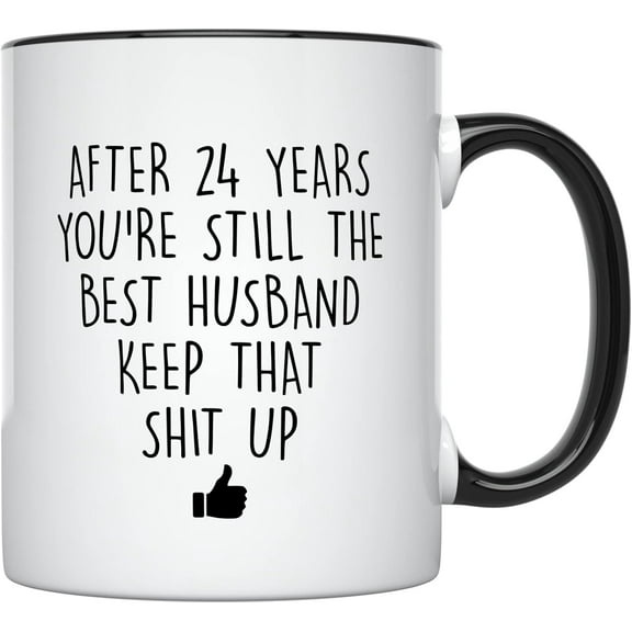 YouNique Designs 24 Year Anniversary Coffee Mug for Him, 11 Ounces, 24th Wedding Anniversary Cup For Husband, Twenty Four Years, Twenty Fourth Year, 24th Year