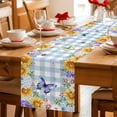 thumbnail image 5 of Sunflowers Table Runner - 72 Inch Long Spring Watercolor Flowers Butterflies Hydrangea Blue Cotton and Linen Blended Dress Scarves Farmhouse Table Runner for Kitchen Dining, Coffee Table, 13" x 72", 5 of 8