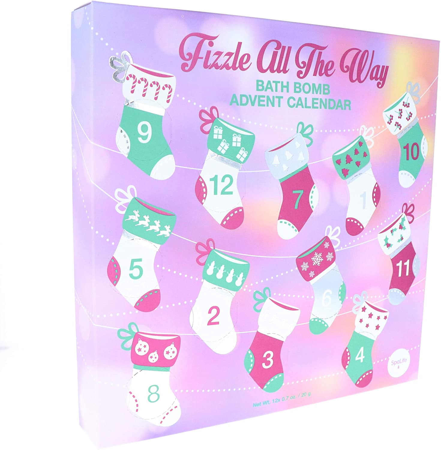 SpaLife Fizzle All the Way Bath Bomb Advent Calendar, 12 Count