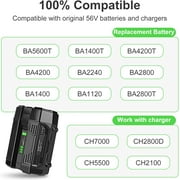 SUNBAT 5.0Ah Replacement for Ego 56V Lithium Battery BA2800T BA2800 5000mah with Fuel Gauge, Compatible with Ego Power Tools