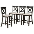 thumbnail image 2 of 6 Piece Rustic Dining Table Set with 4 Upholstered Chairs and 1 Bench, 2 Tier Wood Rectangular Table with Bottom Storage Shelf, 2 of 8