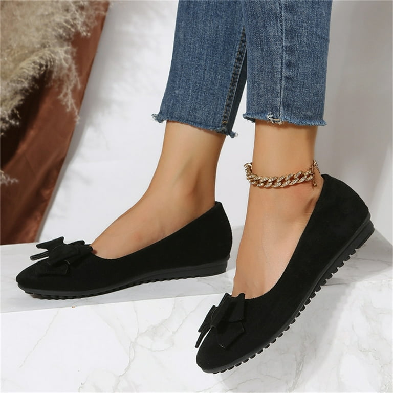 Sngxgn Women s Ballet Dress Flats Comfortable Slip On Flat Shoes for Casual Dressy and Work Black 38 Walmart