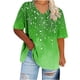 thumbnail image 4 of Camisetas Casuales de las Mujeres Más Tamaño V-Cuello Impresión Manga Corta Color Sólido Base de Verano Superior, Ligero para Diario, 4 of 9
