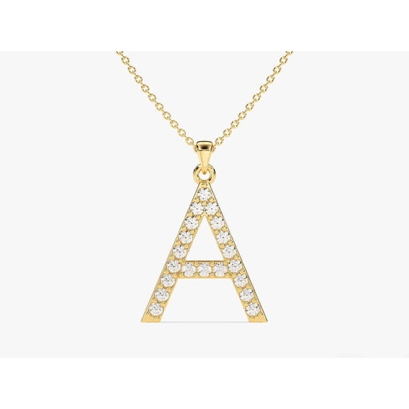 0.30 Ct Round Cut Lab-Created Diamond Initial Necklace 14K Yellow Gold Plated