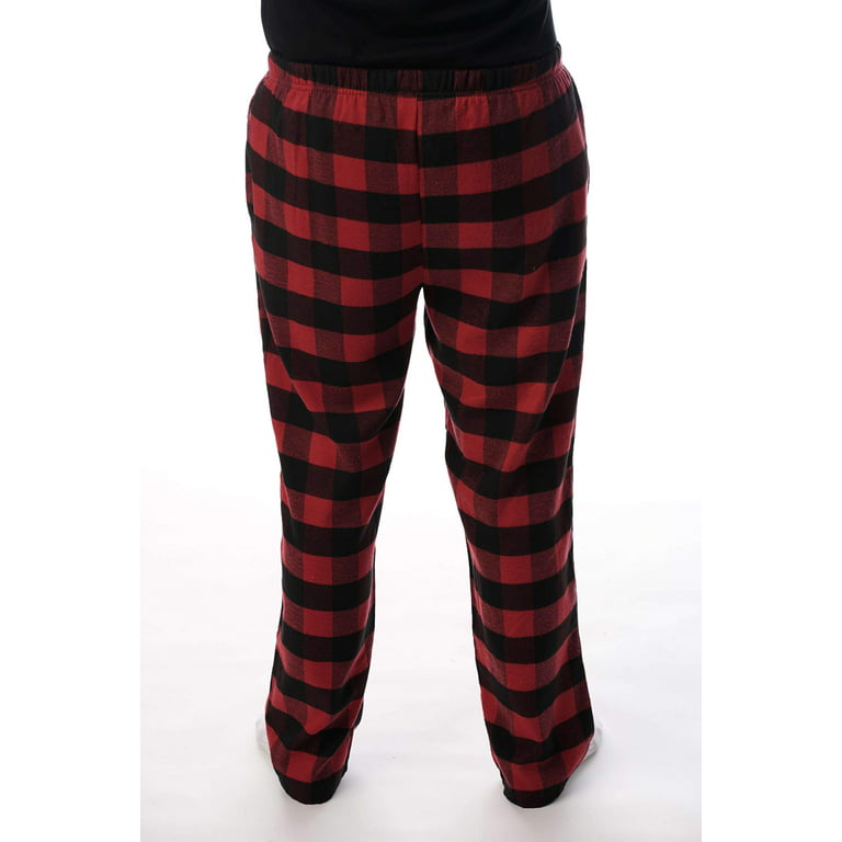 followme Men's Flannel Pajamas - Plaid Pajama Pants for Men - Lounge &  Sleep PJ Bottoms (Black / Red - Buffalo Plaid, Large) 