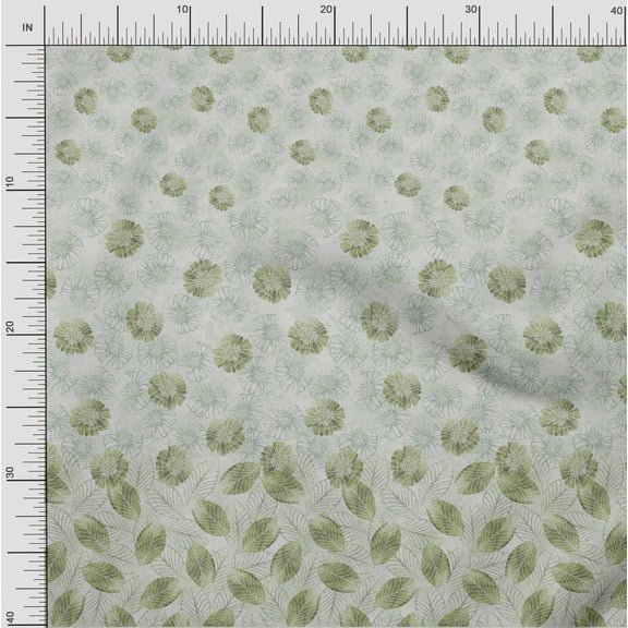 oneOone Cotton Jersey Olive Green Fabric Leaves & Flower Panel Fabric For Sewing Printed Craft Fabric By The Yard 58 Inch Wide