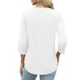 thumbnail image 6 of Ronuti Womens T-shirts 3/4 Sleeve Henley Tops for Women Womens White T-shirt, 6 of 9