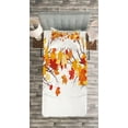 thumbnail image 3 of Ambesonne Fall Quilted Bedspread Set 2 Pcs, Cartoon Maple Autumn Tree, Twin Size, Orange White, 3 of 3