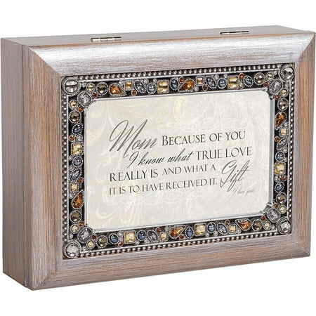 - JM185GB Mom True Love a Gift Received Brushed Pewter Jeweled Music Box plays Wonderful World