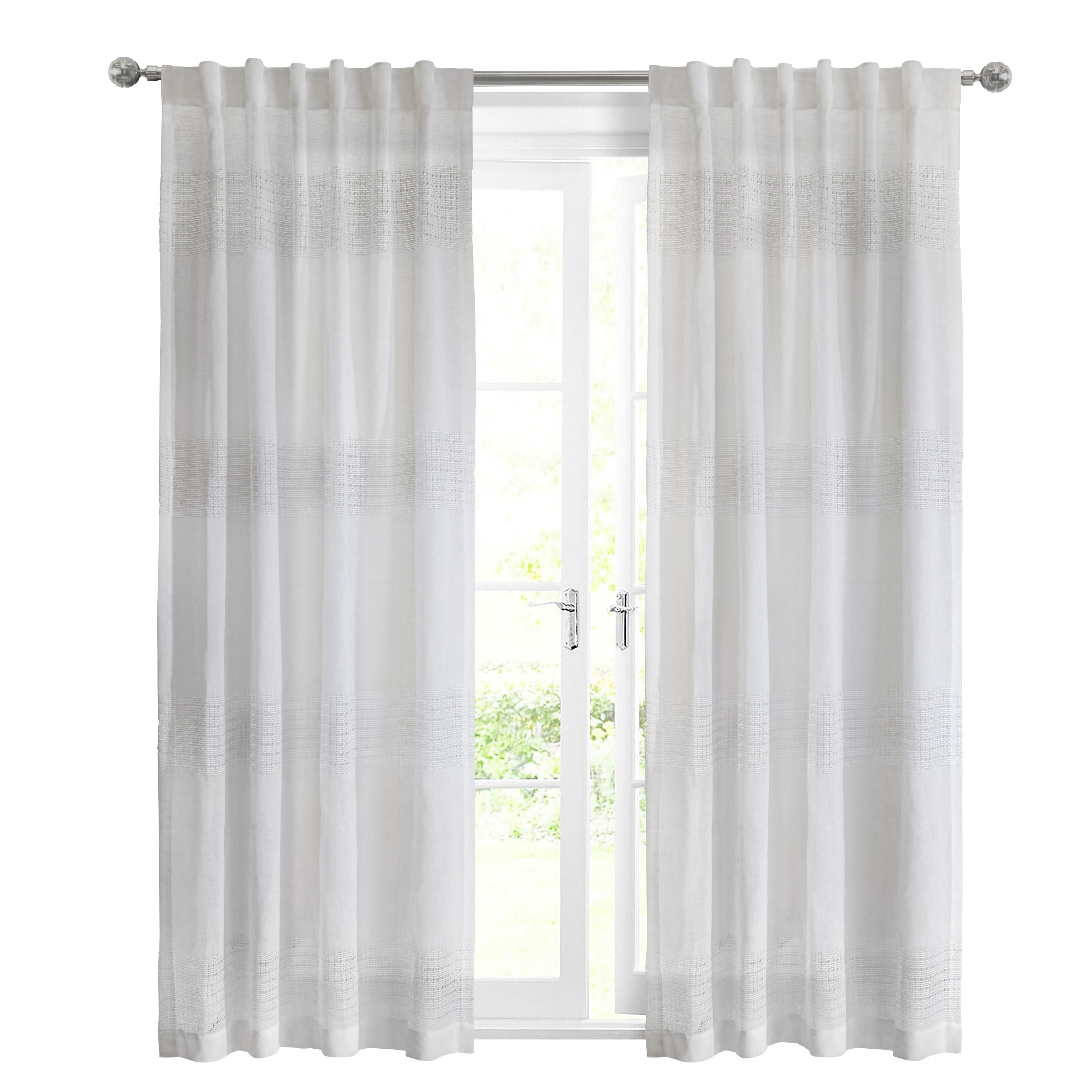 Leah Faux Linen Back Tab Curtain Panel 52" x 84" in White