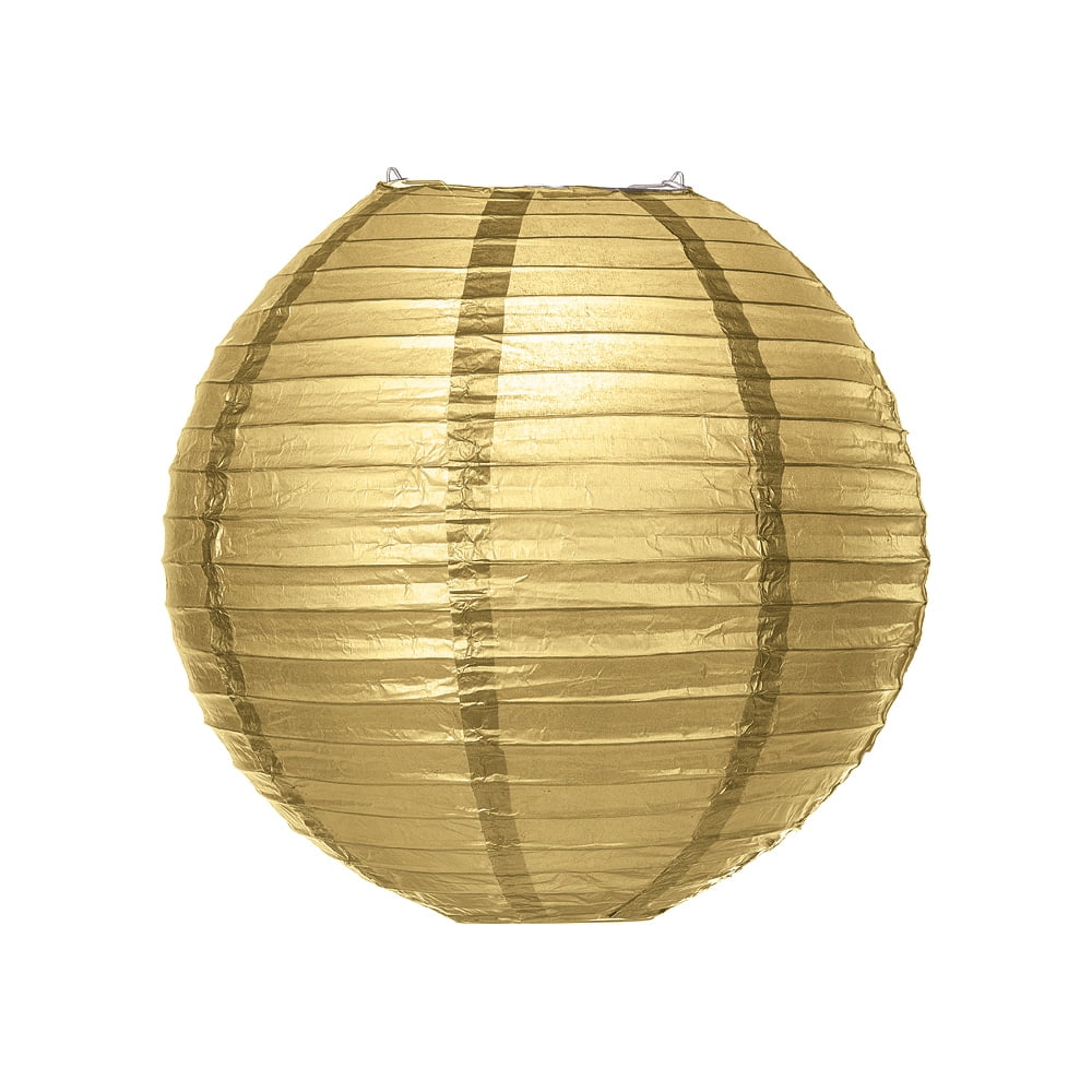 Premium Paper Lantern, Lamp Shade (18Inch, Parallel Ribbed, Gilt Gold) Chinese/Japanese