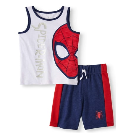 SPIDERMAN Graphic Muscle Tank & Drawstring French Terry Short, 2pc Outfit Set (Toddler Boys)