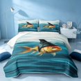 thumbnail image 2 of Erosebridal Cartoon Fish Twin Quilt Set, Marine Wildlife Twin Coverlet Set, Black Reversible 2-Piece, 1 Bedspread and 1 Pillowcase, 2 of 7