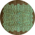 thumbnail image 1 of Ahgly Company Machine Washable Indoor Round Oriental Turquoise Blue Industrial Area Rugs, 7' Round, 1 of 4