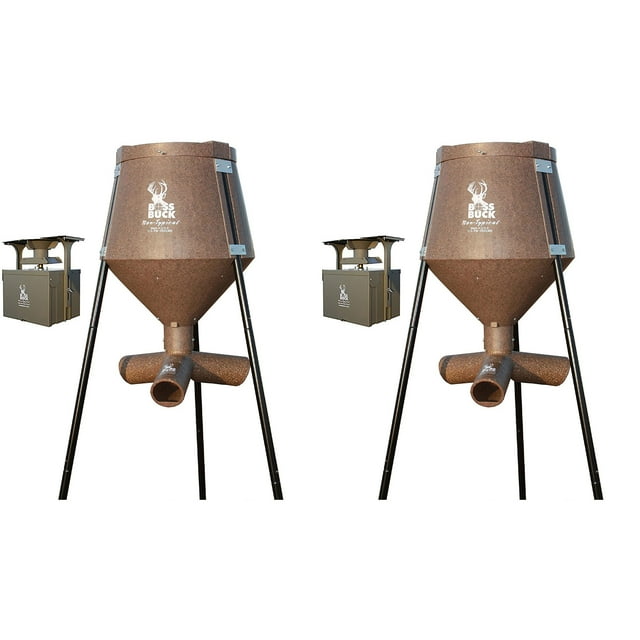Boss Buck Texas 2 Étapes 200 Lb Tambour Mangeoire Faune à Gravité (2 Pack)