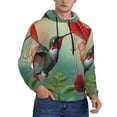 thumbnail image 2 of Wukai Hummingbird Floral Paradise Print Men Hoodies Fleece Sweatshirts Long Sleeve Sweaters Pullover Fall Outfits Winter Clothes-3X-Large, 2 of 7