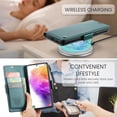 thumbnail image 5 of for Samsung Galaxy A72 Case with Card Holder and Cash Slot FRID Function Wireless Charging Shockproof Drop-Resistant Magnetic Case Buckle Durable Leather Bracket Wallet Cover,6 Color, 5 of 9