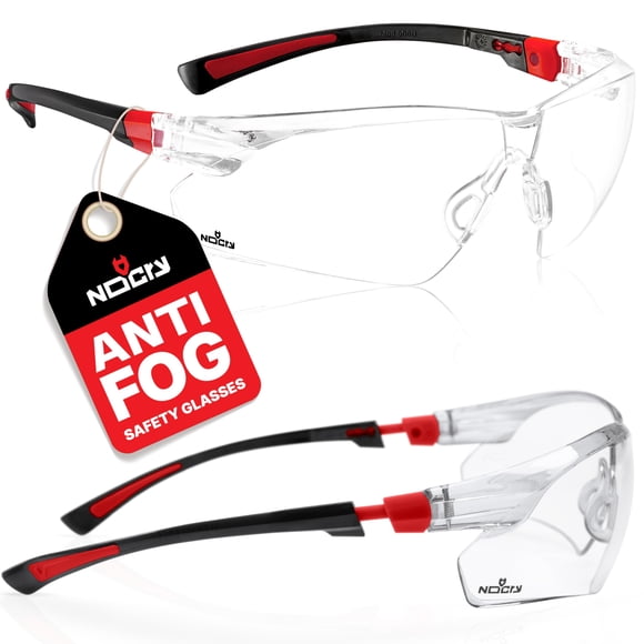 NoCry Clear Safety Glasses for Men and Women with Anti-Fog and Scratch Resistant Wrap Around Lenses