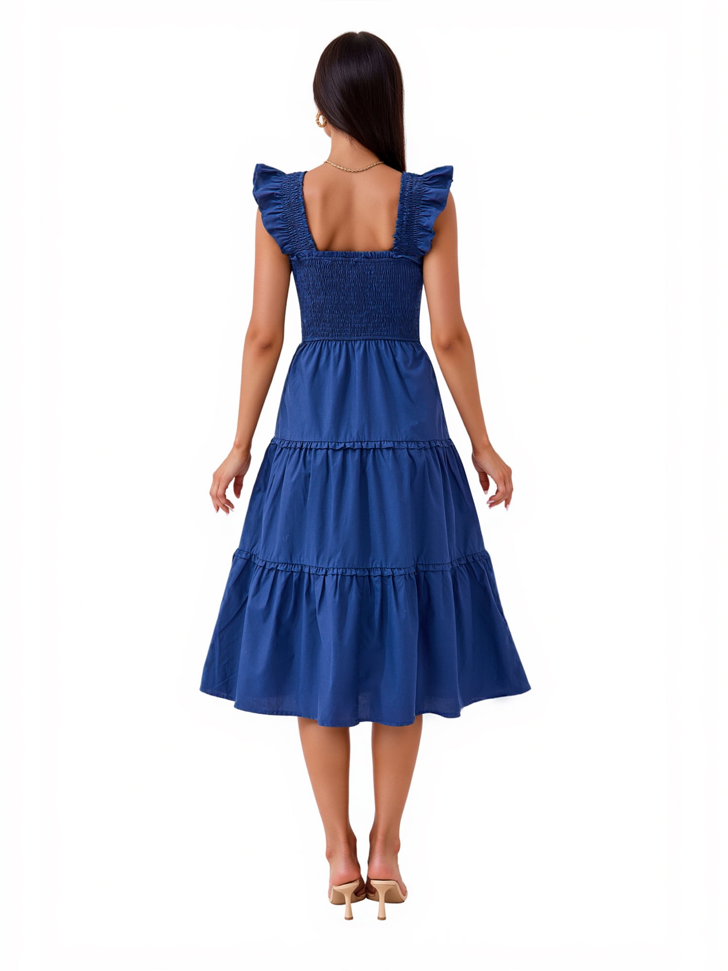 PRETTYGARDEN Women's Midi Flutter Sleeve Dress, Sizes S-XXL