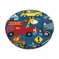 thumbnail image 1 of Qekee Vehicles Cartoon with Funny Drivers Print Velvet Round Bar Stool Seat Cover, Soft Foam Cushioned Protector with Non-Slip Backing for Kitchen, Office & Restaurant Chairs-12 inch, 1 of 7