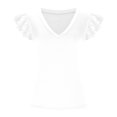 thumbnail image 5 of Puntoco Women tops for Summer Women's Summer Sleeveless Tops V Neck Ruffle Shirts Knit Ribbed Tank Top Blouse White XL(XL), 5 of 5
