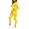 thumbnail image 5 of vdgthytj Tracksuits Women 2 Piece Set Fleece Lined Full Zip Long Sleeve Drawstring Hooded Jackets Jogger Pants Fall Athleisure Sweatsuits(Large,Yellow), 5 of 8