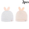 thumbnail image 2 of 2PCS Newborn Baby Hat Two-Layer Elastic Cozy Baby Cotton Cap Infant Rabbit Hat, 2 of 10