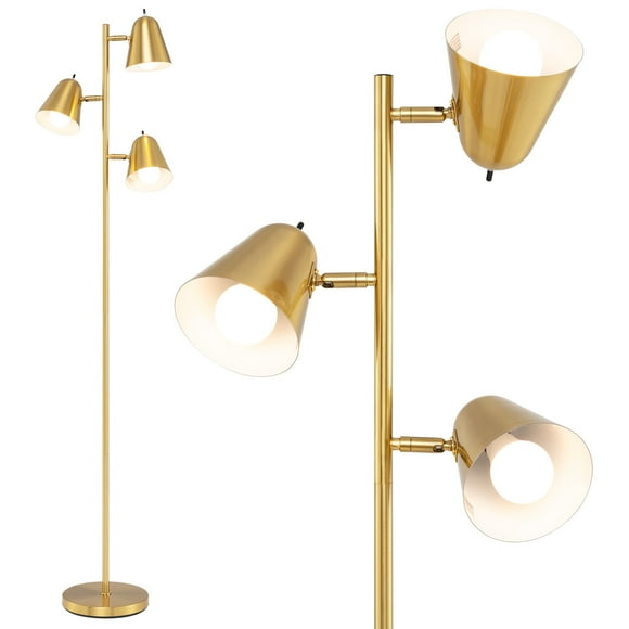 Giantex Tree Standing Floor Lamp w/3 Light, Mid Century Tall Pole Lamp w/Adjustable Lampshades
