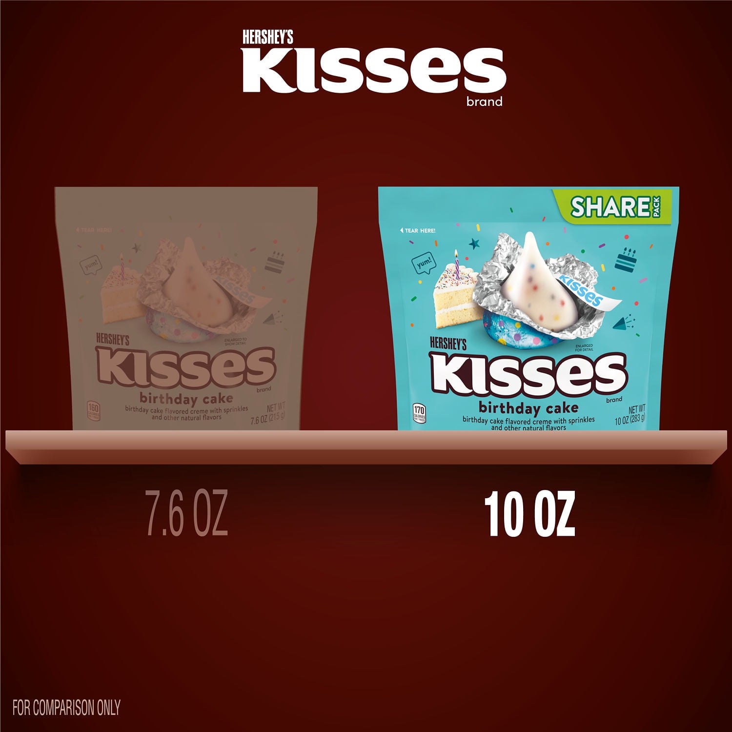 Hershey's Kisses Birthday Cake Flavored Candy, Share Pack 10 oz