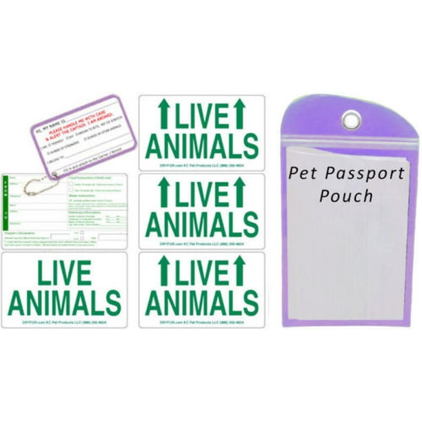 Live Animal Label Set of 5 w/ Pet Passport Pouch PURPLE Live Animal Label Set of 5 w/ Pet Passport Pouch PURPLE