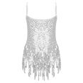thumbnail image 2 of Zaldita Kids Girls Latin Dance Costume Sleeveless Sequins Tassel Hem Tango Rumba Performance Dancewear A Silver 10, 2 of 7