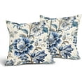 thumbnail image 6 of Chinoiserie Pillow Cover 16x16 Inch Vintage Blue Flower Throw Pillow Covers Spring Summer Floral Outdoor Pillow Cases Cotton Linen Cushion Covers for Couch Sofa Bedroom Chinoiserie Decor (Pack of 2), 6 of 6