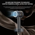 thumbnail image 3 of DIAYUBU High Speed Ionic Hair Dryer, 120,000 RPM Brushless Motor, LED Display, Negative Ion, 4 Heat/3 Speed, Magnetic Nozzle, Black, 3 of 10