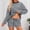 Blue, variant on Oversized Outfits for Women 2 Piece Striped Print Long Sleeve Shirt and Drawstring Shorts Sets 2026 Trendy Casual Relaxed Fit Suits