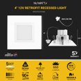 thumbnail image 2 of NuWatt 4 in. Square Trim MR16 Low Voltage 12V Retrofit LED Can Light, 5CCT Recessed Downlight 12PK, 2 of 9