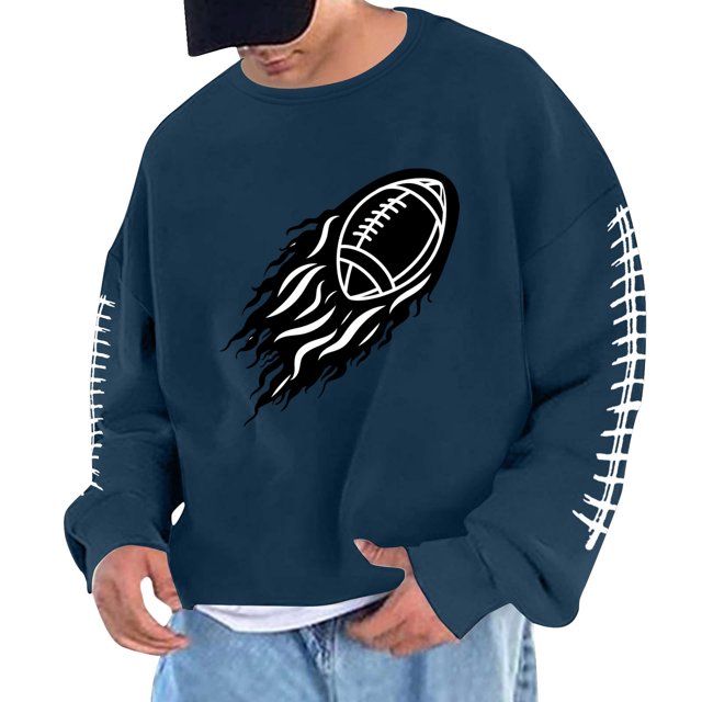 Sudadera sin capucha para hombre, cuello redondo, sudadera deportiva con estampado de fútbol, jersey de manga larga, blusa de poliéster para hombre