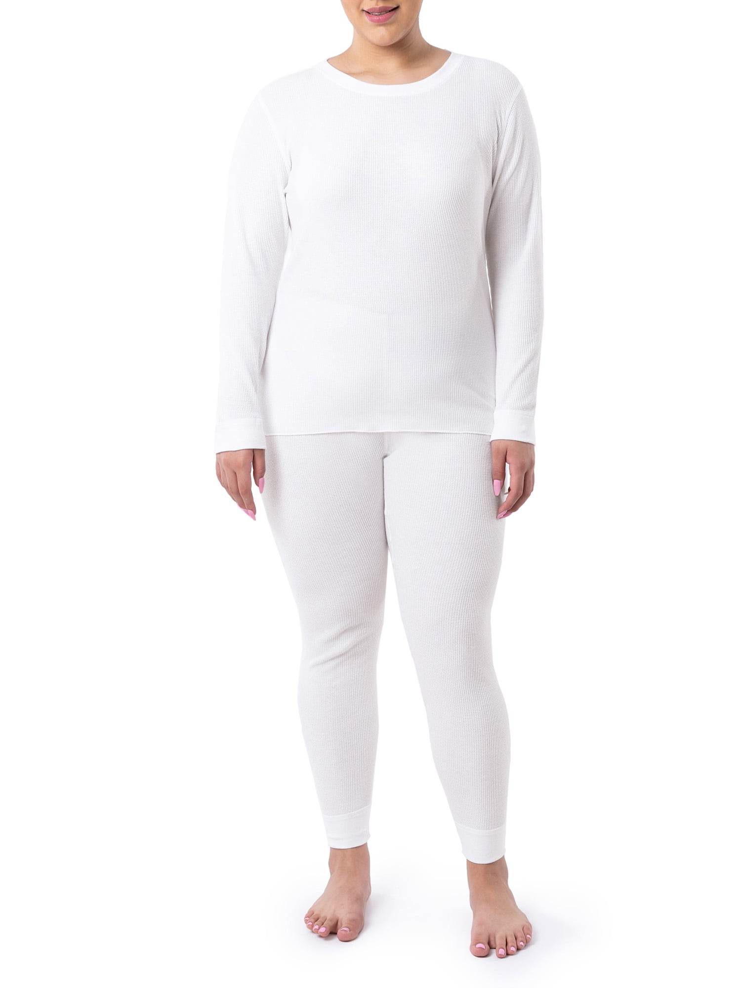 Fruit of the Loom Women's and Women's Plus Eversoft Waffle Top and Bottom Thermal Set
