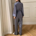 thumbnail image 6 of Womens Satin Pajamas Set Long Sleeve Belted Cardigan Sleepwear Silk Nightwear V-Neck PJs Set 2 Piece Lounge Sets, 6 of 7
