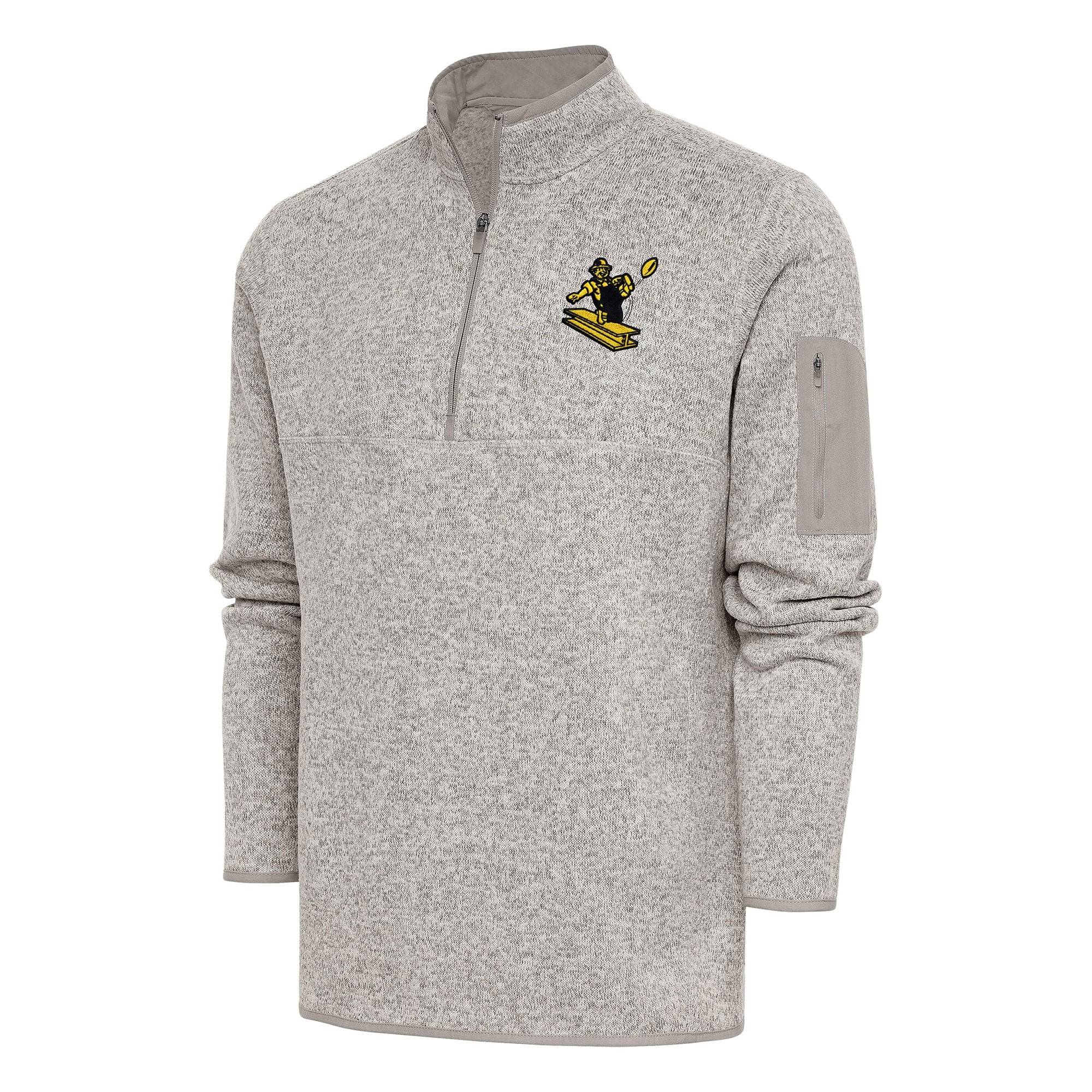 Men's Antigua Oatmeal Chicago Bears Throwback Fortune Quarter-Zip