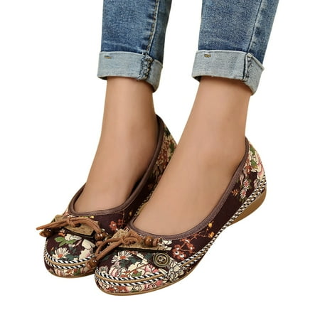 

Cathalem Casual Shoes for Women Size 5 1/2 Women Shoes Spring Cotton Casual Cloth Flat Ethnic Print Casual Womens Shoes Size 7 Brown 6.5
