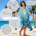 thumbnail image 6 of Xoenoiee Blue Peacock Pattern Kaftan Dresses for Women Plus Size V Neck Caftans Long Batwing Sleeve Beach Cover Up High-Slit Summer Mumu Dresses, 6 of 7
