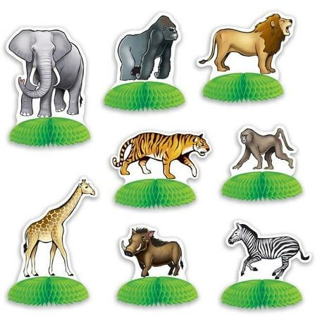 3 to 5.5 in. Jungle Safari Animal Mini Centerpieces - Pack of 12