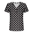 thumbnail image 7 of CheerKidz Women's Polka Dots V-Neck Button Up Short Sleeve Top Playful Print Summer Blouse 2025 Clothes Inspired Fashion Tee(Black,S), 7 of 7