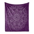 thumbnail image 1 of Purple Mandala Soft Flannel Fleece Throw Blanket, Lacework Curlicue Design with Abstract Curves and Waves Print, Cozy Plush for Indoor and Outdoor Use, 50" x 70", Purple and Pale Mauve, by Ambesonne, 1 of 6