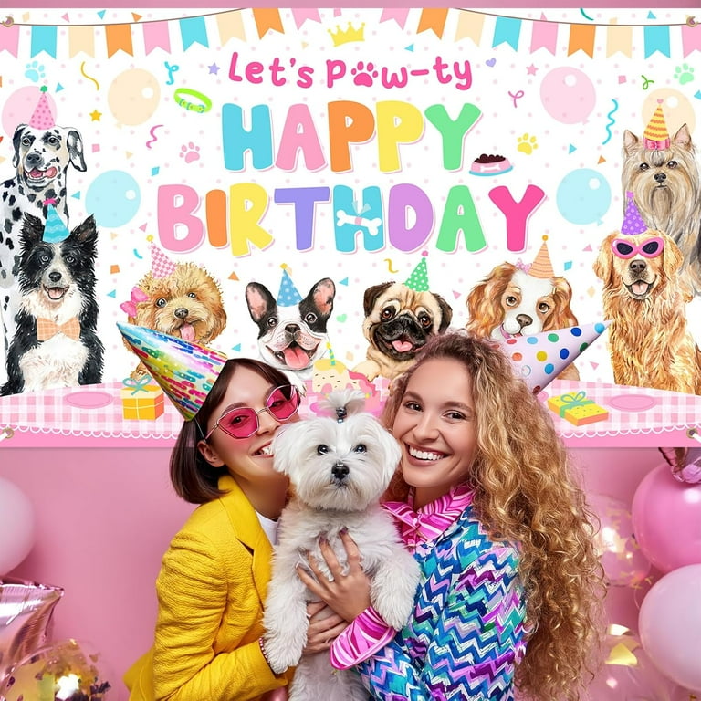 Dog Birthday Decorations Pink Puppy Dog Birthday Party Banner